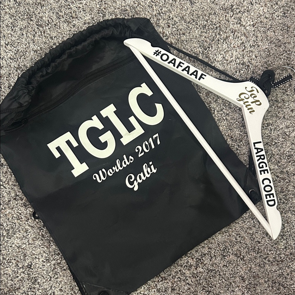 TGLC Black Drawstring Bag with White Hanger